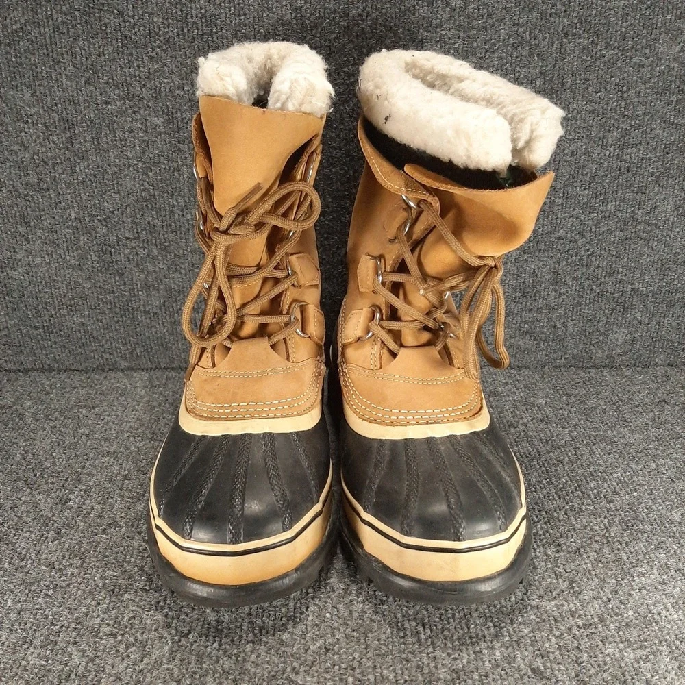 Sorel Caribou Waterproof Winter Boots Brown Leather Insulated Warm Men's 8 EU 40
